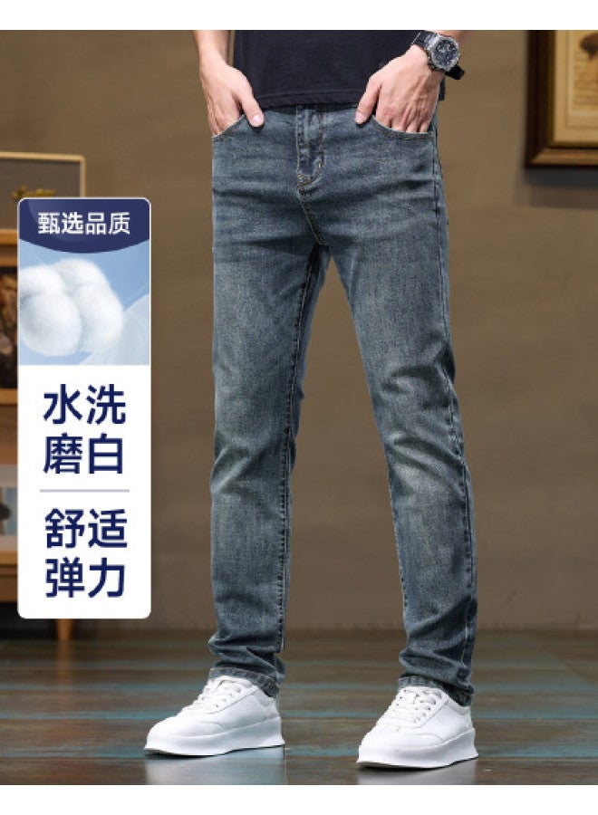 Fapai Autumn And Winter Men's Jeans Men's Straight Leg Pants Washed Stretch Versatile Casual Trousers Men's Pants - Image 1