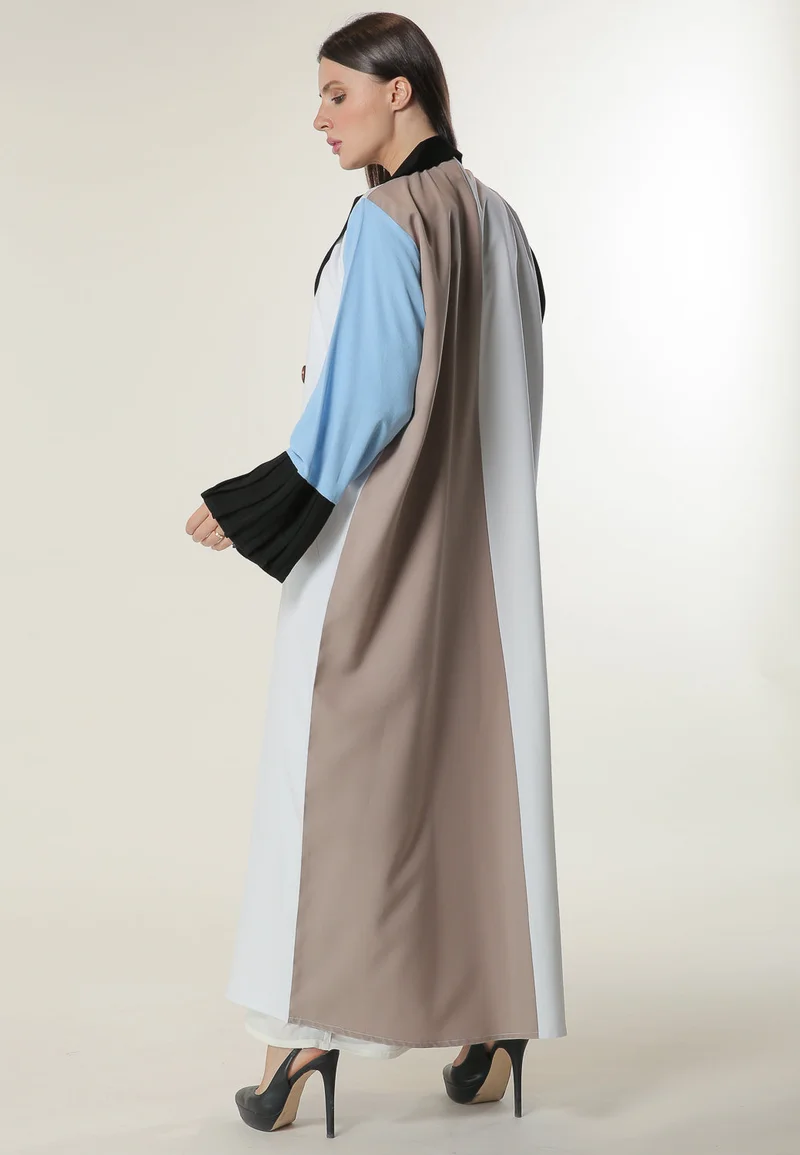 Moistreet  Colorblock Trenchcoat Style Abaya for Women | Best Price UAE