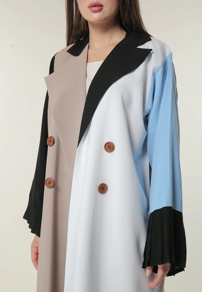 Moistreet  Colorblock Trenchcoat Style Abaya for Women | Best Price UAE