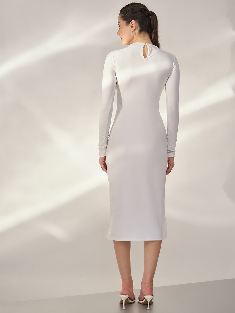 بانيت فستان طويل (Long) مضلّع محكم لتقسيم الجسم (Bodycon) - Image 1