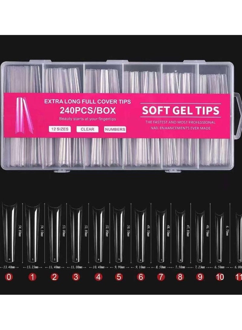 BEAUTY PLUS مجموعة أطراف أظافر ناعمة من الجل لتغطية كاملة لتمديدات الأظافر التي يتم نقعها، وأظافر يتم تثبيتها بالضغط - Image 1