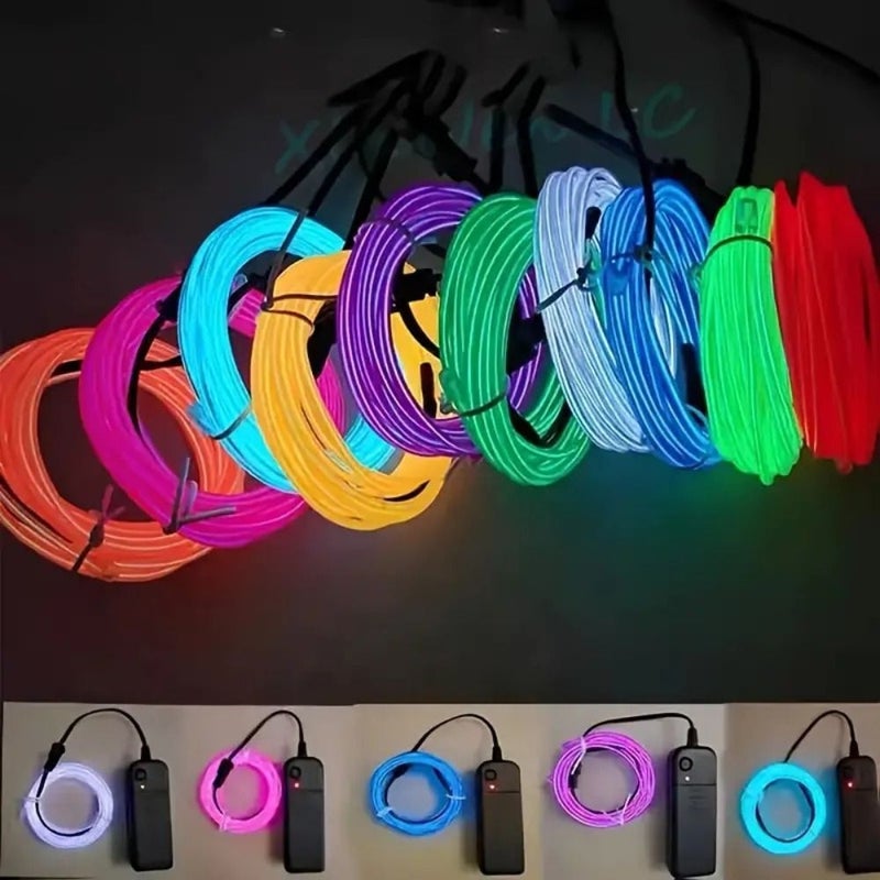 EL Light Set 118 Inch 196 Inch Ice Blue Cold Light DIY Atmosphere Festive Decoration String Lights Fluorescent Dance Props LED Fluorescent Lines - Image 1