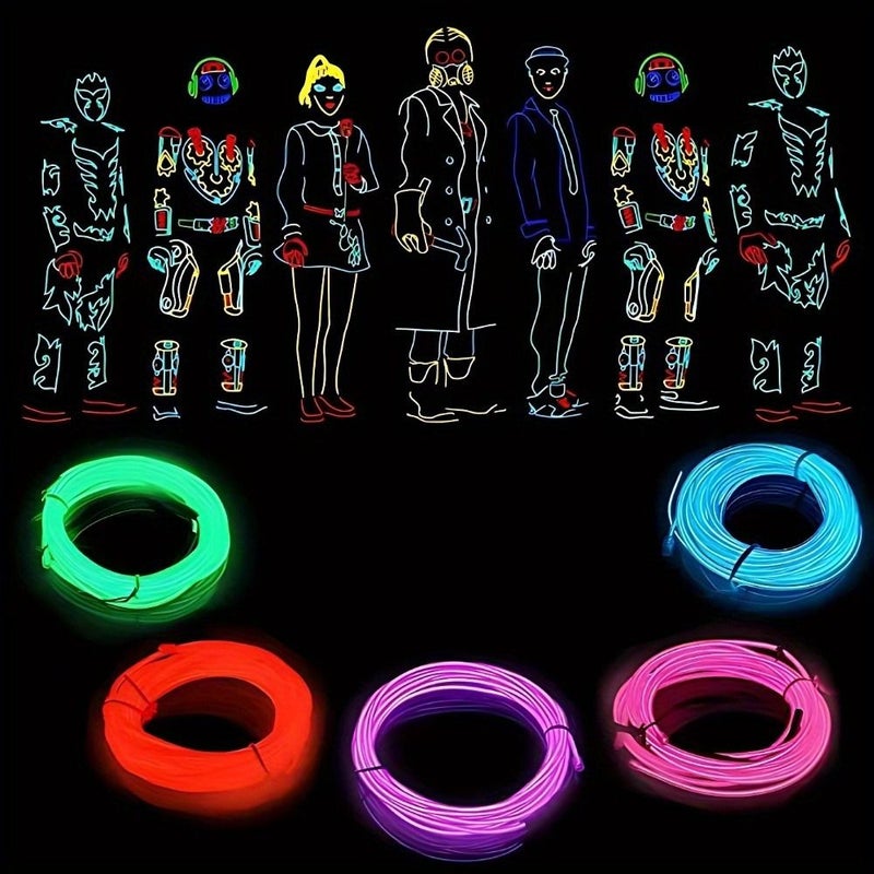 EL Light Set 118 Inch 196 Inch Ice Blue Cold Light DIY Atmosphere Festive Decoration String Lights Fluorescent Dance Props LED Fluorescent Lines - Image 5