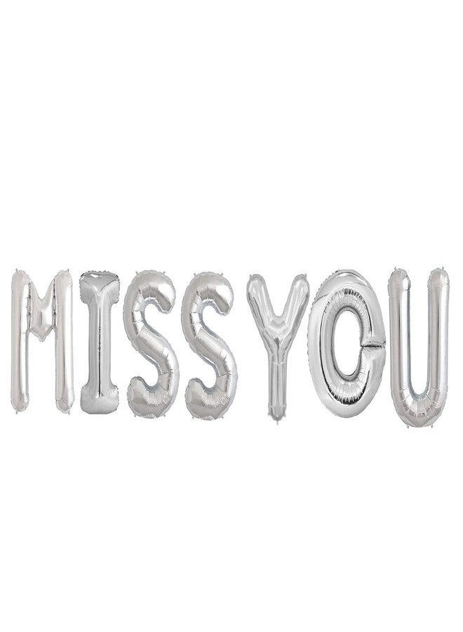 Utkarsh Soild Silver Color Popular And Trending Name (Miss You) 3D Foil Balloon for Parties Celebrations - Image 1
