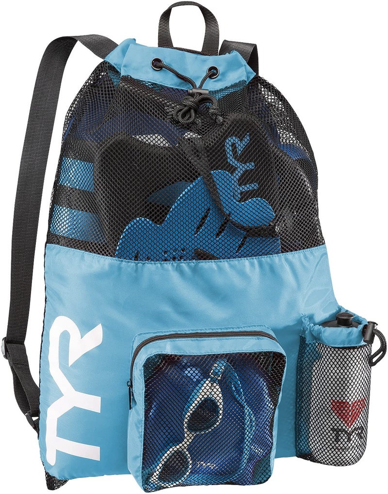 TYR Big Mesh Mummy Backpack for Swim, Gym and Workout Gear, Blue, 40-Liter Capacity - Image 1