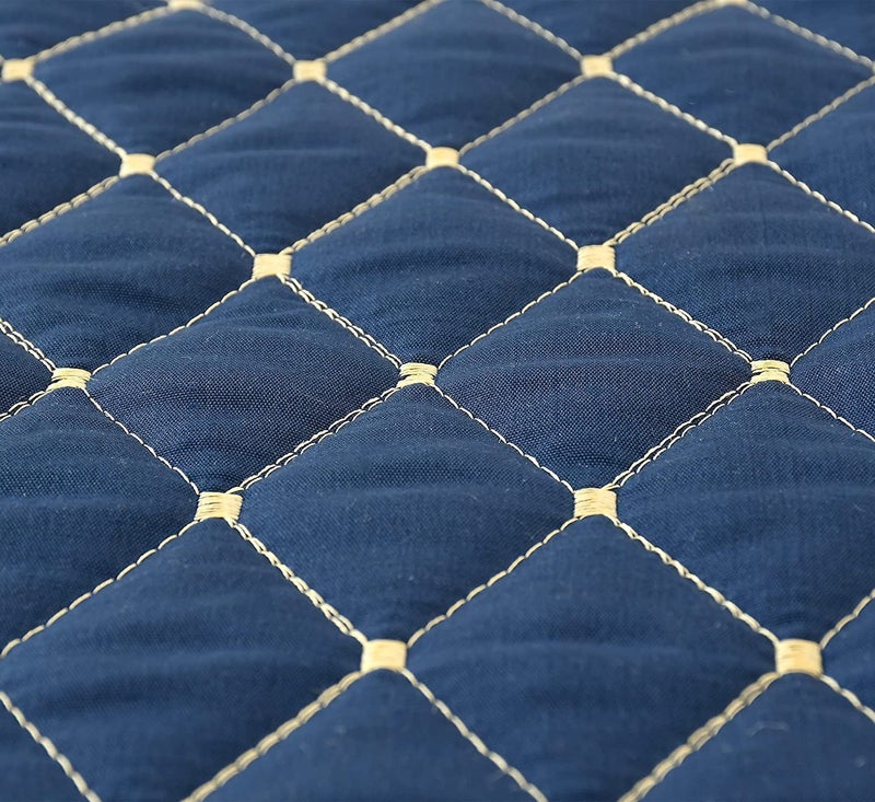 Shri Anand Creations 300TC Quilted Bed Runner and Cushion Cover Combo for Hotel, Guest House, Bedroom- Dark Blue - Image 3