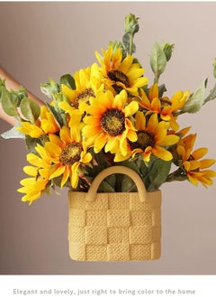 Zorqon Contemporary Mini Ceramic Tote Bag Vase - Handbag-Shaped Art Vase with Handle, Unique Minimalist Floral Decor for Wedding Centerpieces and Home Arrangement - Apricot Yellow  - Image 2