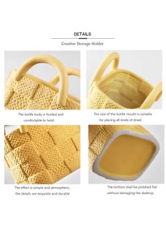Zorqon Contemporary Mini Ceramic Tote Bag Vase - Handbag-Shaped Art Vase with Handle, Unique Minimalist Floral Decor for Wedding Centerpieces and Home Arrangement - Apricot Yellow  - Image 3