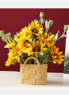 Zorqon Contemporary Mini Ceramic Tote Bag Vase - Handbag-Shaped Art Vase with Handle, Unique Minimalist Floral Decor for Wedding Centerpieces and Home Arrangement - Apricot Yellow  - Image 5