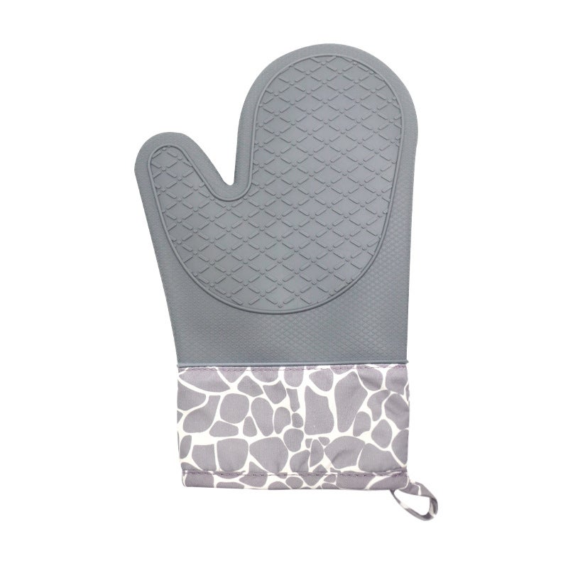 New Deer Pattern Silicone Oven Mitts Heat Resistant 105g gray (diamond plain) 