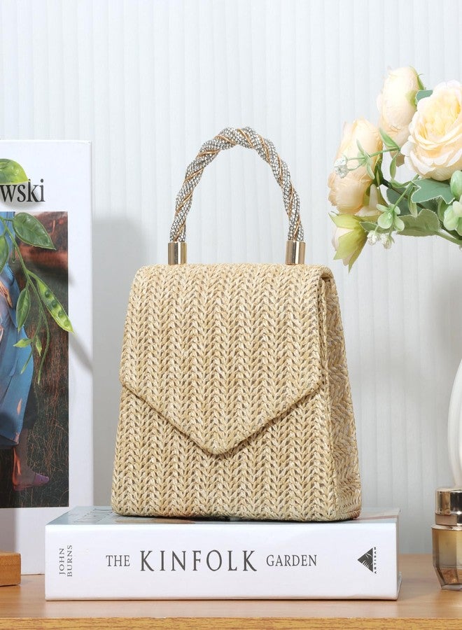 KUANG! Summer Straw Purse for Women Woven Straw Clutch Handbag Shoulder Evening Purse Party Beach Tote Bag - Image 3