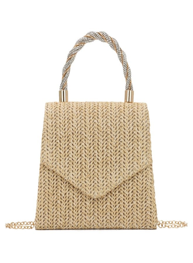 KUANG! Summer Straw Purse for Women Woven Straw Clutch Handbag Shoulder Evening Purse Party Beach Tote Bag - Image 1