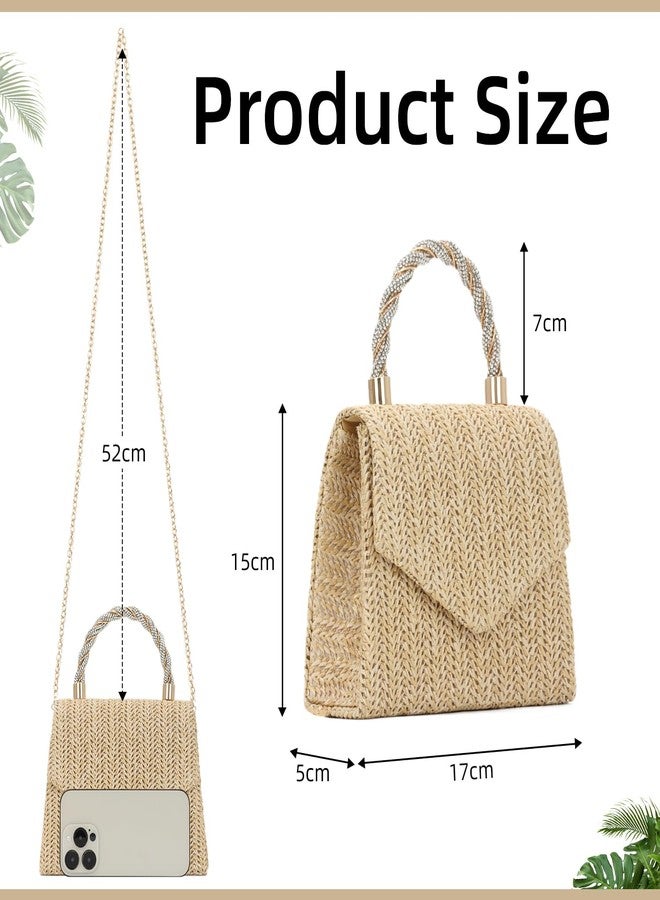 KUANG! Summer Straw Purse for Women Woven Straw Clutch Handbag Shoulder Evening Purse Party Beach Tote Bag - Image 4
