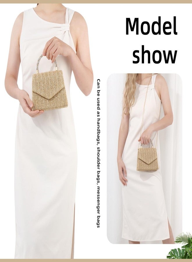 KUANG! Summer Straw Purse for Women Woven Straw Clutch Handbag Shoulder Evening Purse Party Beach Tote Bag - Image 2