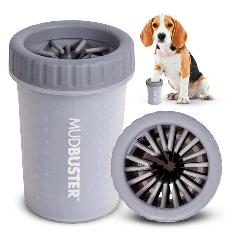 Dexas Medium MudBuster Portable Dog Paw Washer Light Gray Premium Quality Pet Supplies and Dog Accessories Cleansing Self Cleaning Silicone 6x6x6 Inches 0308 kg 1 Count
