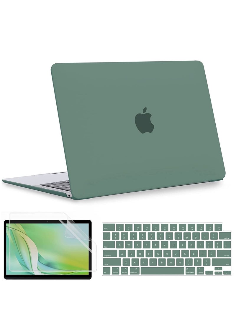 Generic 3 in 1  Bundle Case for MacBook Air 13.6 inch 2025 M4 Chip A3240 and 2024 M3 Chip A3113 and 2022 A2681 M2 Chip with Retina Display,Plastic Hard Shell Case + Keyboard Skin Cover+Screen Protector - Midnight Green  - Image 1