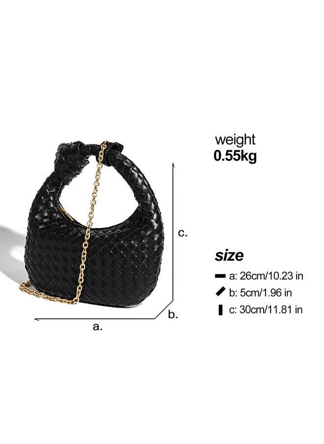Arabest - Woven Fashion Versatile Dumpling Bag Handy Shoulder Messenger Croissant Bag Cloud Bag Smog Blue - Image 1
