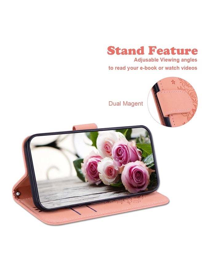 For Motorola Moto G 2022 Butterfly Rose Embossed Leather Phone Case(Pink)