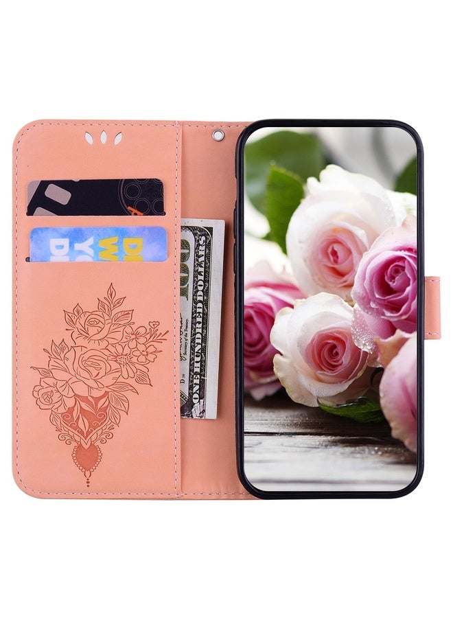 For Motorola Moto G 2022 Butterfly Rose Embossed Leather Phone Case(Pink)