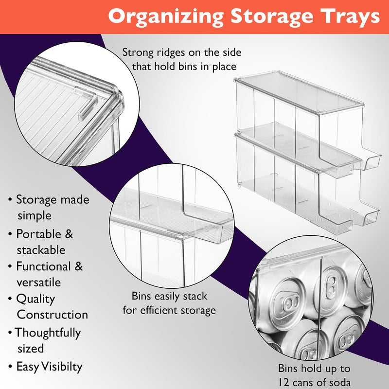 ClearSpace Soda Can Organizer & Soda Can Dispenser for Refrigerator - Fridge Organizer & Stackable Drink Organizer for Fridge or Refrigerator - Holds 12 Cans Each, BPA Free - 2 Pack - Image 4