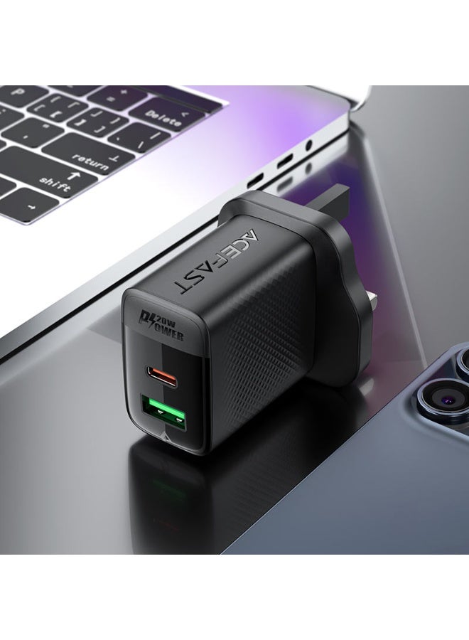 أسيفاست شاحن حائط ACEFAST A79 بقوة 20 واط مع USB-C و USB-A ومقبس بريطاني - Image 2