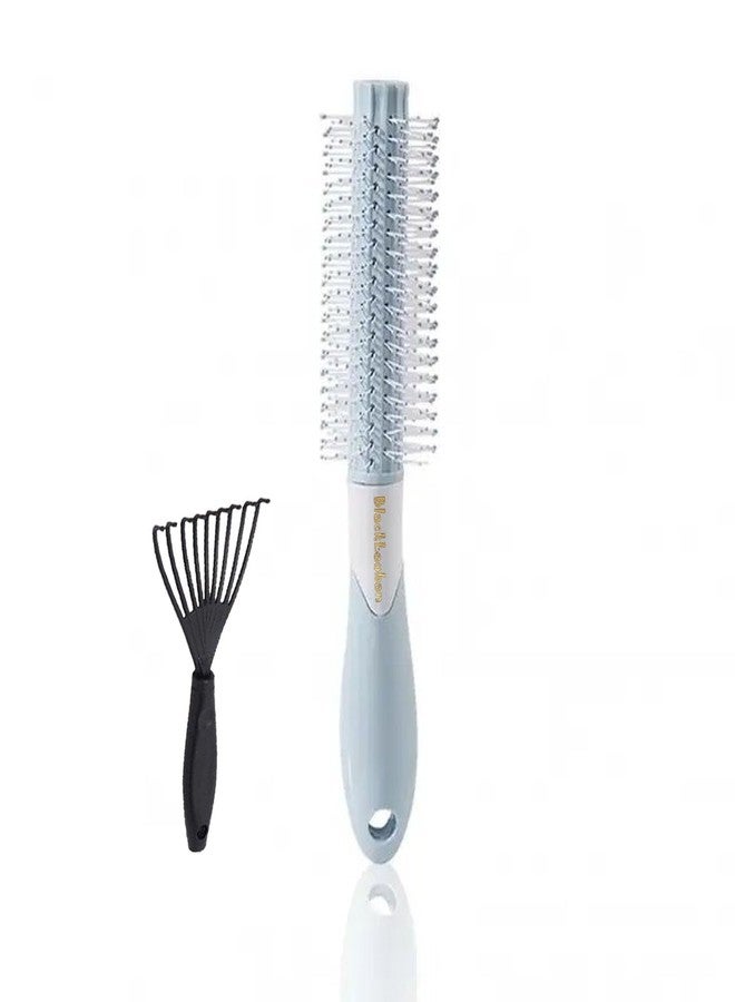 BlackLaoban Round Hair Brush With Brush Cleaner Tool for Blow Drying, Styling, Curling, Straighten with Soft Nylon Bristles for Short or Medium Curly Hairs for Women & Men (Light-Blue) - Image 1
