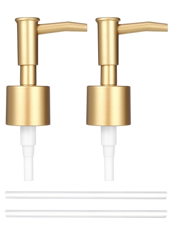 Thrymme Replacement Soap Dispenser Pump, 2 Pack Gold Soap Dispenser Pump Fits Standard 28/400 Thread Size, for Kitchen and Bathroom Lotion Bottles Pearl Gold + 6 inch Tube - Image 2
