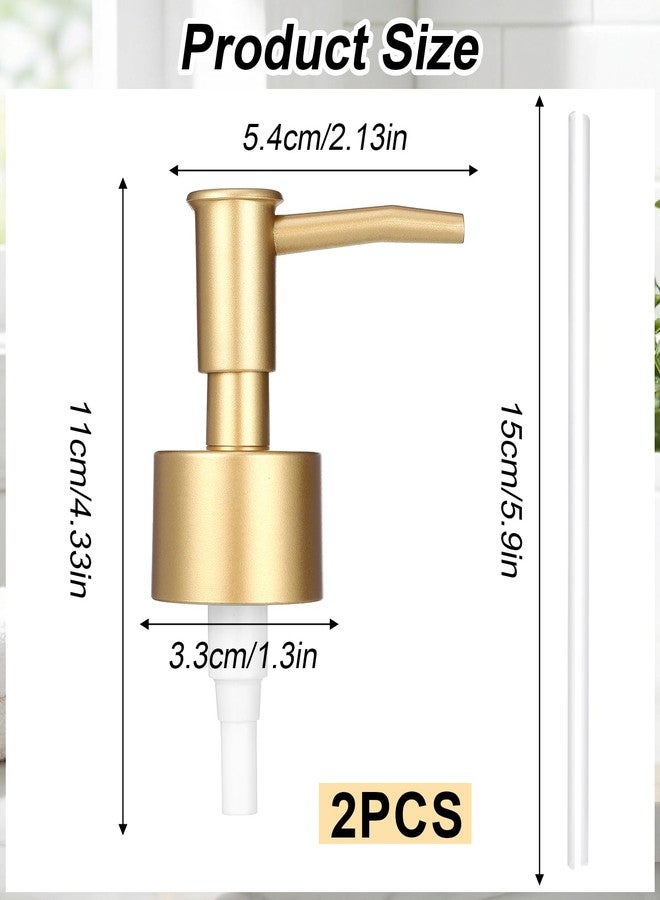 Thrymme Replacement Soap Dispenser Pump, 2 Pack Gold Soap Dispenser Pump Fits Standard 28/400 Thread Size, for Kitchen and Bathroom Lotion Bottles Pearl Gold + 6 inch Tube - Image 3