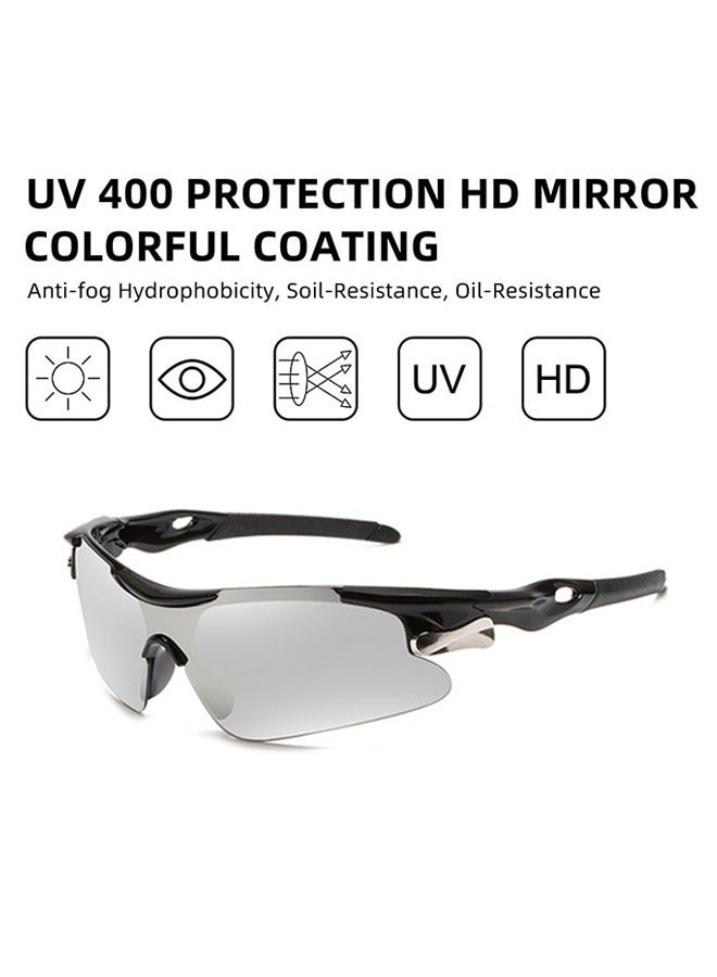 Captaintech 2 Pcs Outdoor Sports UV Protection Half Frame Sunglasses, UV400 Polarized Cycling safety Sports Sunglasses, Windproof Goggles for Baseball Golf (Silver+Blue) - Image 4