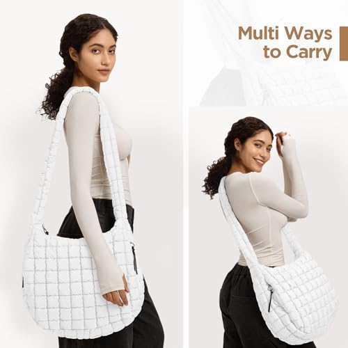 Babysun Puffer Tote Bag for Women Large Quilted Tote Bag Quilted Carryall Bag Soft Puffy Crossbody Bag Hobo Handbags Puff Purse - Image 2