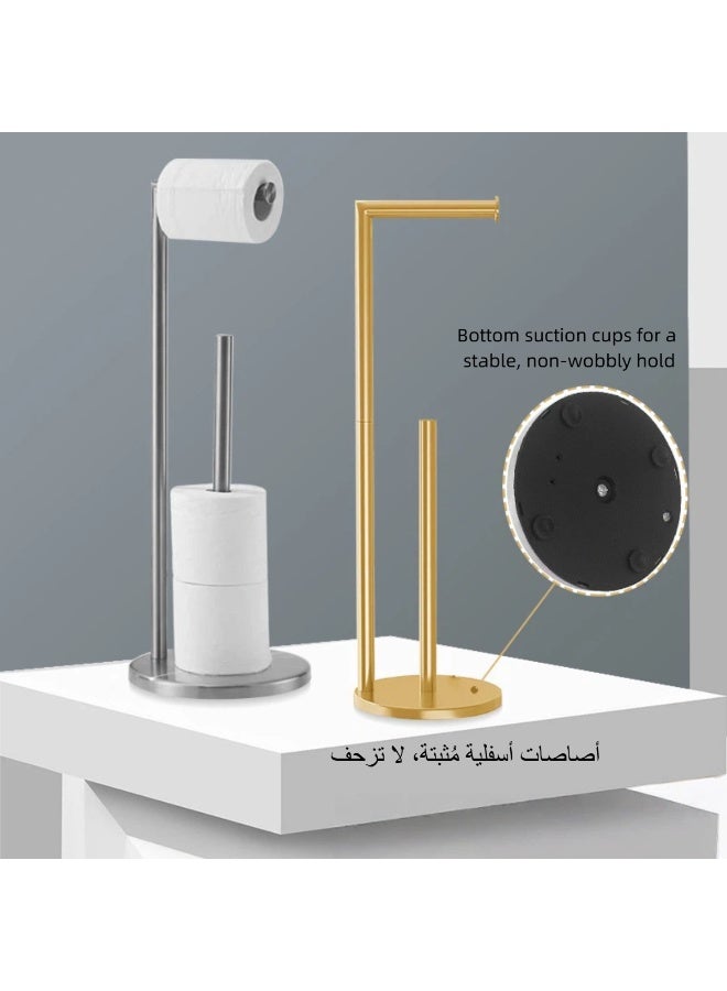 Golden Floor-Standing Multi-Functional Toilet Paper Holder - Image 2