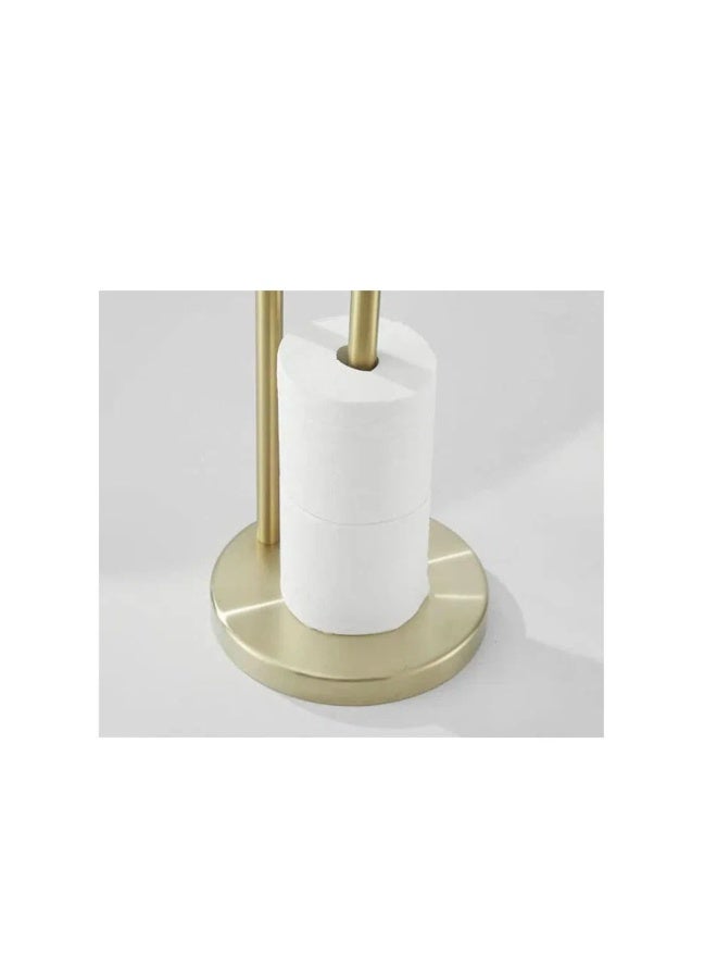 Golden Floor-Standing Multi-Functional Toilet Paper Holder - Image 3