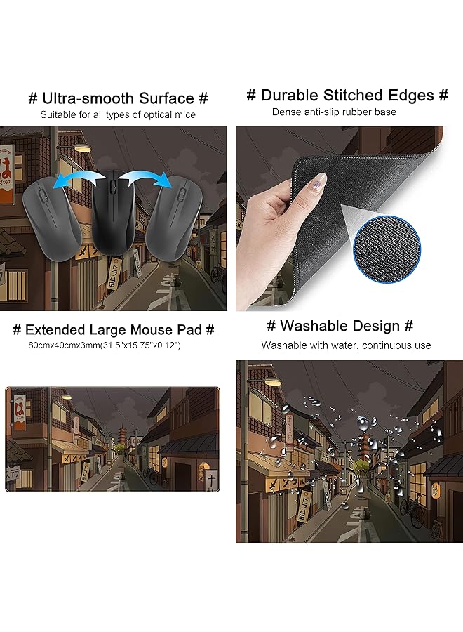 إيروريكس حصيرة مكتب طوكيو ستريت في الليل اليابانية لوحة ماوس كبيرة الحجم وسادات مكتب الألعاب لسطح المكتب أنيمي حصيرة سطح المكتب الكبيرة لوحة ماوس كبيرة الحجم لوحة لوحة مفاتيح للمكتب حصيرة كمبيوتر محمول ممتدة 31.5 بوصة × 15.7 بوصة - Image 5