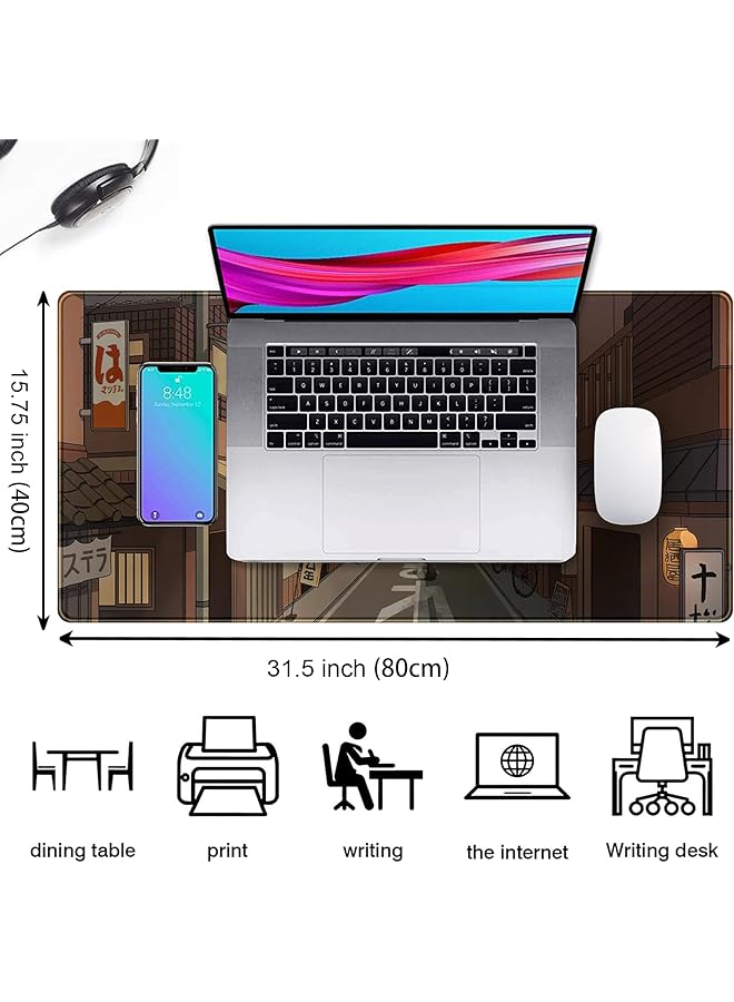 إيروريكس حصيرة مكتب طوكيو ستريت في الليل اليابانية لوحة ماوس كبيرة الحجم وسادات مكتب الألعاب لسطح المكتب أنيمي حصيرة سطح المكتب الكبيرة لوحة ماوس كبيرة الحجم لوحة لوحة مفاتيح للمكتب حصيرة كمبيوتر محمول ممتدة 31.5 بوصة × 15.7 بوصة - Image 4