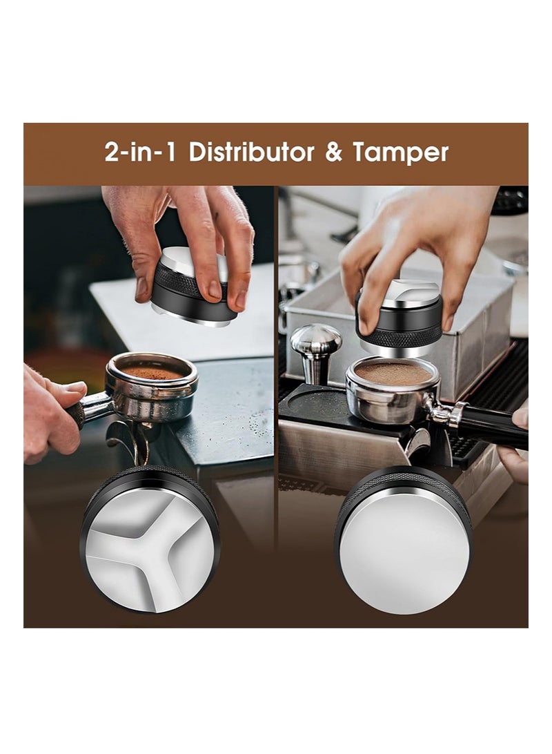 اي زد سوزو طقم ملحقات إسبريسو 51 مم، موزع قهوة وموازن ضغط من الفولاذ المقاوم للصدأ 304، أداة WDT ومجموعة قمع جرعات، يناسب ماكينات إسبريسو ديلونجي 51 مم وحاملات الفلاتر - Image 2