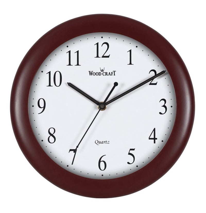 Wood Craft W-17: Traditional Analog Wooden Wall Clock - 24 cm x 24 cm x 4 cm, Round, Dark Brown Frame-White Dial - Image 5