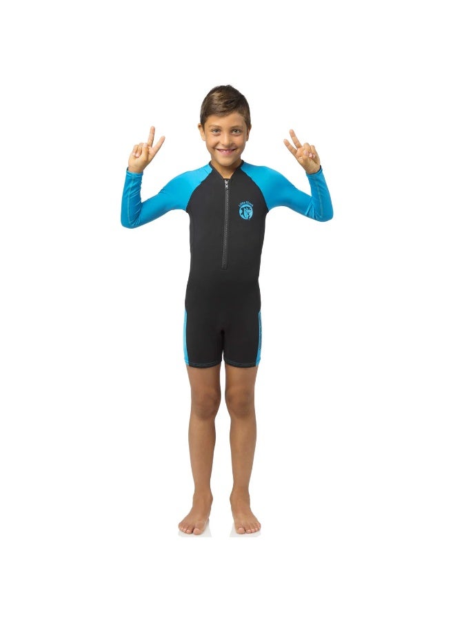 Cressi Little Shark Shorty Wetsuit Junior 2mm Black/Blue - Image 1