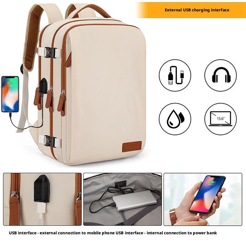 Unisex Large Capacity Travel Backpack with USB Port, Multi-Compartment Laptop Backpack - Image 4