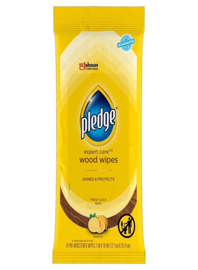 Pledge Expert Care Enhancing Wood Wipes, Lemon Scent, 24 Count - Image 1
