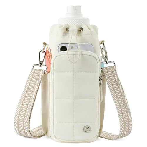 Telena Water Bottle Holder with Strap 40 oz Crossbody Water Bottle Bags for Women Men Walking Running Pink - Image 1