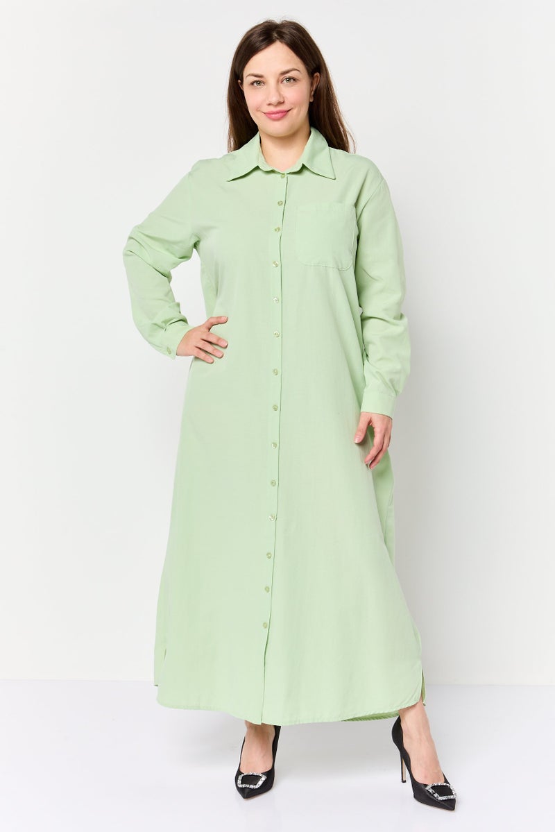 trendyol Women Plain Shirt Dress, Mint Green - Image 1