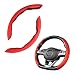 LoyaForba Car Steering Wheel Cover Microfiber Suede Leather and Carbon Fiber Double Sided Design Warm in Winter and Cool in Summer Breathable Non Slip Segmented Protector for Most Cars Turn FurRed - Image 2