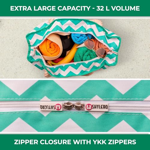 SHYLERO Beach Bag and Pool Bag. Has Airtight Pouch, Key Holder. Beach Tote is Zippered, Waterproof (IP64) - L22xH15xW6 - Image 5