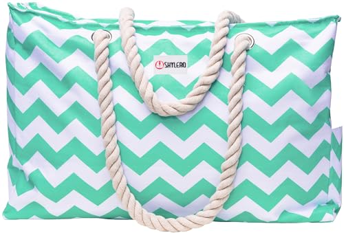SHYLERO Beach Bag and Pool Bag. Has Airtight Pouch, Key Holder. Beach Tote is Zippered, Waterproof (IP64) - L22xH15xW6 - Image 1