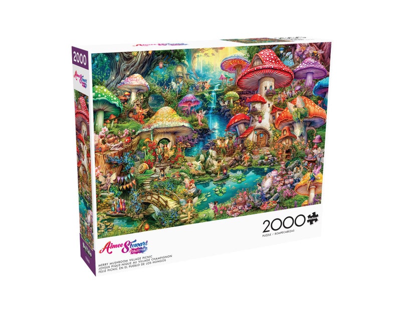 Buffalo Games - Aimee Stewart - Merry Mushroom Village Picnic - 2000 Piece Jigsaw Puzzle for Adults Challenging Puzzle Perfect for Game Nights - Finished Size is 38.50 x 26.50 - Image 3