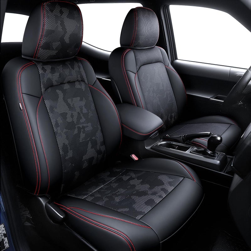Carlimeki Leather Seat Covers Custom Fit for Tacoma Gen 3rd 20162023 Double Crew Cab for SR SR5 Limited TRD Pro TRD Sport TRD OffRoad Trail Special Edition Fully Covered - Image 3