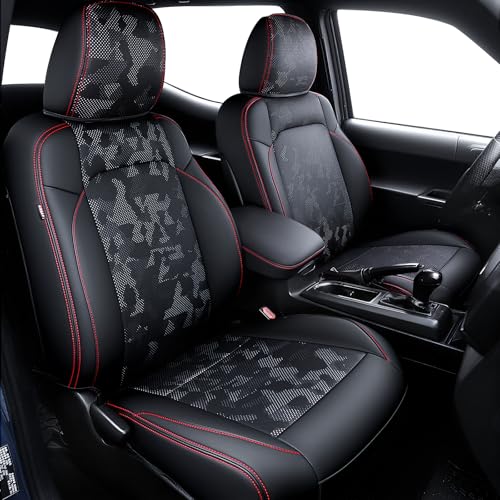 Carlimeki Leather Seat Covers Custom Fit for Tacoma Gen 3rd 20162023 Double Crew Cab for SR SR5 Limited TRD Pro TRD Sport TRD OffRoad Trail Special Edition Fully Covered - Image 1