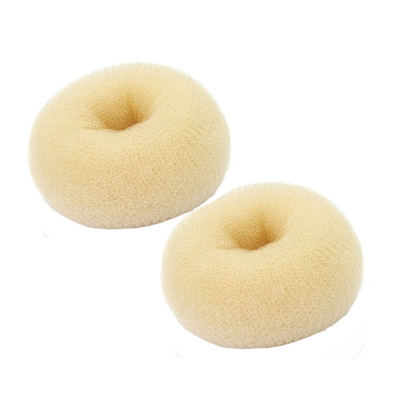 Kitjans 2PCS Extra Blonde Hair Donut Bun Maker for Kids, Ring Style Bun - Short & Thin Hair Chignon Shaper (2.5 Inch/Beige)
