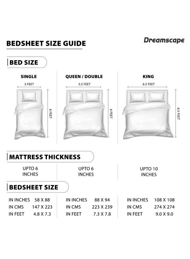 Dreamscape 100% Cotton King Fitted Bedsheet with 2 Pillow Covers, 140 tc Cotton Floral Blue Bedsheet for King Fitted Bed (6ft X 6.5ft) - Image 5