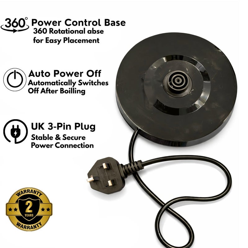 جليز غلاية كهربائية سعة 1 لتر بقدرة 1000 واط – غلي سريع للماء مع خاصية الإيقاف التلقائي وحماية من التشغيل بدون ماء، غلاية شاي وقهوة محمولة بدون سلك، مقبض بارد الملمس – لون أسود - Image 5